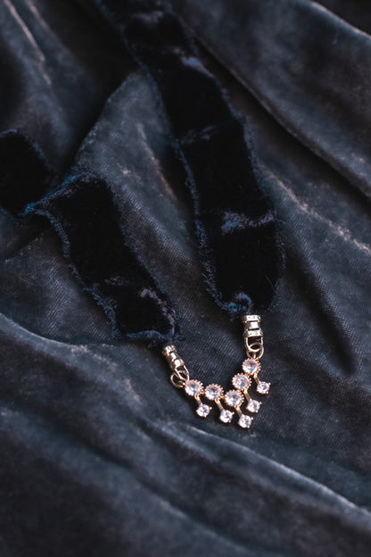 Art Deco Icicles Dark Blue Velvet Necklace